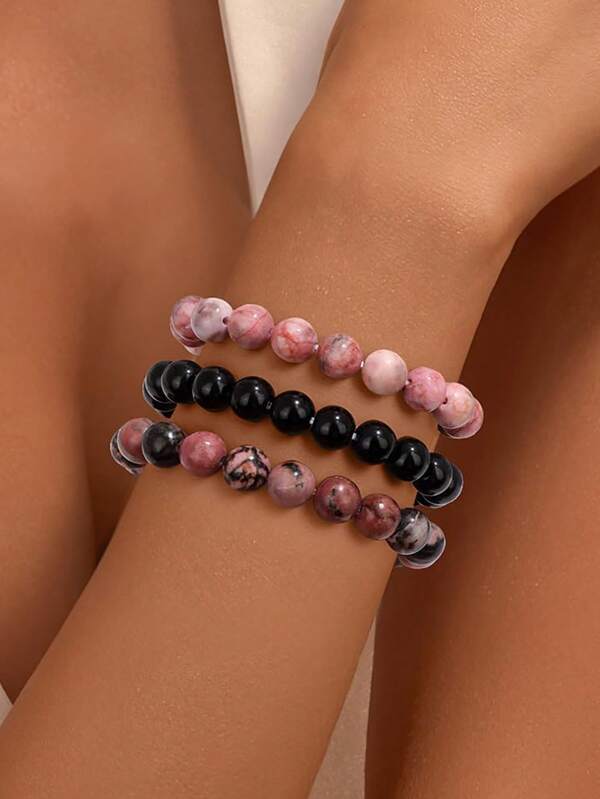 Set de 3 pulseras de cristales curativos para mujeres y hombres, de 8 mm, con ojo de tigre, hematita, obsidiana negra y piedras naturales, pulsera elástica con triple protección, joyería espiritual y de Reiki, hecha a mano como regalo