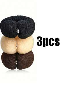 1/3 件优雅复古网状发髻制作器 - 空心发髻甜甜圈，适合经典发髻发型，可 DIY 泡沫发饰，带按扣，时尚发饰，适合马尾辫和发髻发型，返校、旅行度假必需品，女士发饰 - 彩色 - 查看 12