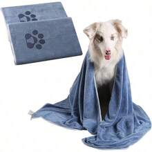 1条速干宠物浴狗毛巾和猫毛巾 - 3D刺绣不掉毛，适合日常清洁和美容护理，贴心实用的礼物 - 粉色 - 查看 2