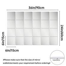 16PCS Pieces Of Acrylic Square Mirror DIY Decorative Mirror Modern Style Silver Self-Adhesive Removable Decorative Wall Stickers Suitable For Living Room, Dining Room, Bedroom, Bathroom, Party Decoration, Holiday Decoration Stickers