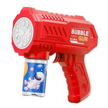 Pistola de burbujas con estilo mecánico de 10 orificios, creador automático de burbujas con luz LED, apropiado para juego con agua interior/exterior, fiestas y regalos de cumpleaños (pilas y solución de burbujas no incluidas)