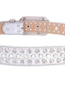 1条闪亮水钻装饰腰带，时尚街头风，适合男士——可搭配西部牛仔和女牛仔服装、夏季连衣裙、学校万圣节、休闲、商务、街头、波西米亚风、西部风、户外装扮，是送给男士、丈夫、男友、父亲、爸爸的圣诞礼物。 - 銀色 - 查看 3