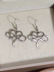 不锈钢十字心形设计创意优雅吊坠耳环镀银首饰女士礼物