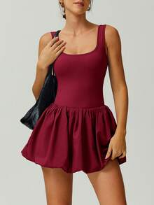 NcmRyu 1 件女士瑜伽、跑步、网球运动连衣裙 - 紅色 - 查看 6