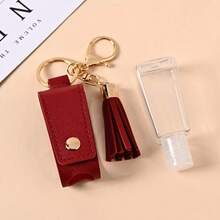 30ml 可悬挂分配器瓶钥匙扣 PU 皮套防漏设计 - 露营洗漱用品储存沐浴露洗发水便携式（多色可选）