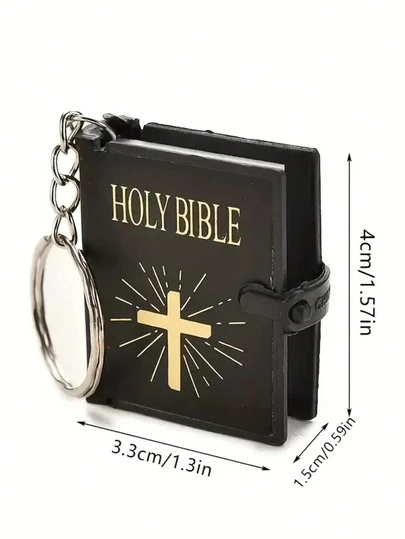 1pc Mini Holy Bible Keychain Set - Inspirational Christian Gifts, Non-Reading Paper Covers For Office & Daily Use