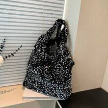 Tote Bag For Women Blingbling Sequin Shoulder Bag Hobo Bag Luxury Designer Handbag Slouchy Underarm Bag For Work Travel Shopping
