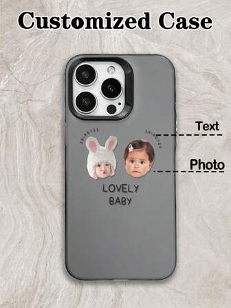 1 pièce Coque de téléphone IMD personnalisable avec photo de portrait d'enfant, coque de téléphone antichoc mate, convient pour 16, 11 Haut de gamme, 13 Pro Max, 15 Pro Max, 12 gris