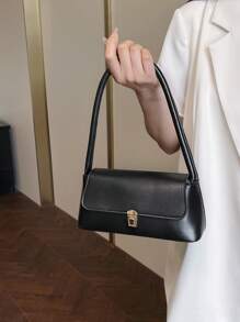 Borsa a bauletto vintage in pelle PU morbida con decorazione in metallo a forma di conchiglia, borsa a spalla da donna, nuova borsa da donna, borsa piccola, borsa a tracolla, borsa quadrata piccola