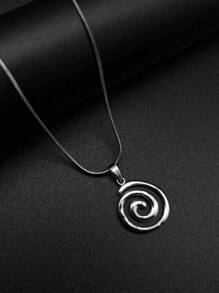 1pc Bohemian Ocean Beach Style Stainless Steel Shark, Fish, Sea Turtle Twirl Pendant Necklace, Luxury Minimalist Fashion Accessory