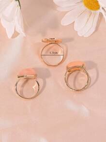 Conjunto de 3 anéis de retrato feminino com pedras preciosas incrustadas em estilo boêmio, design empilhável, adequado para mulheres que se deslocam diariamente, casual, para festas, um presente perfeito para ela, para todas as estações