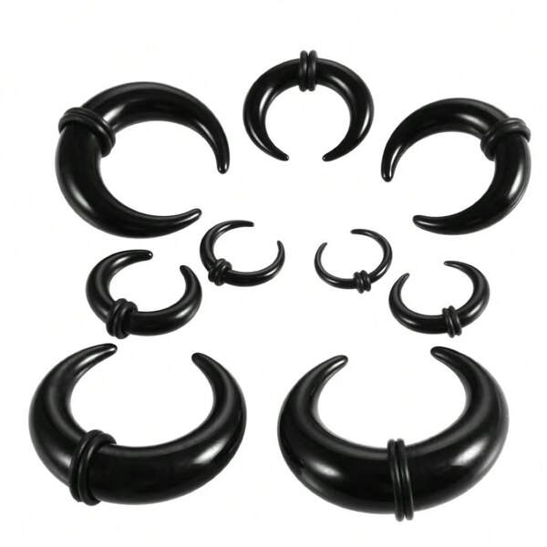 18 pezzi Set di dilatatori e anelli in acrilico a forma di C per setto nasale e orecchie, kit per stirare i forellini