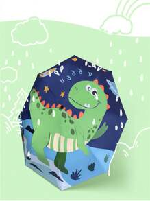 1pc Dinosaur Pattern Semi-Automatic Folding Umbrella, Thick Rib Design, For Children, Foldable Lightweight For Kids, Boys & Girls, Suitable For School & Kindergarten