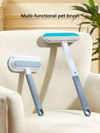 1pc Multi-Functional 4-In-1 Pet Brush, Two-Way Felt Removal Design, Washable For Easy Cleaning, For Pet Cat And Dog Hair Removal, Carpet, Bed, Clothing And Glass Cleaning, Pet Cleaning Supplies