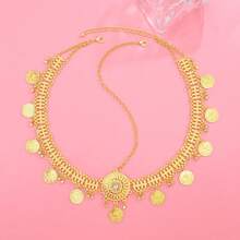 1pc Faux Crystal Coin Pattern Hair Accessory, Metallic Headpiece Suitable For Women's Daily Wear And Party - Gold - View 1