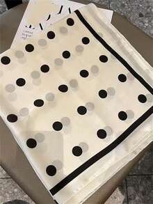 1条女士优雅波点印花27.6英寸 x 27.6英寸100%真丝方巾，时尚春季配饰，可搭配连衣裙 - 米色 - 查看 3