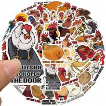 50pcs Funny Chicken Hen Stickers For Teens Boy Girls Kids Cartoon Stickers Rooster Vinyl Waterproof Stickers Lovely Cartoon Chicken Decals Pack For Party Supplies School Reword - Pink - View 4