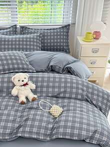 4pcs Bedding Set, Double-Sided Printed Duvet Cover, Flat Sheet, And 2 Pillowcases, Soft Brushed Microfiber, Durable And Fade-Resistant, Antimicrobial, Warm And Cozy, Suitable For Bedroom, Guest Room, Dorm - Keep an Appointment - View 9