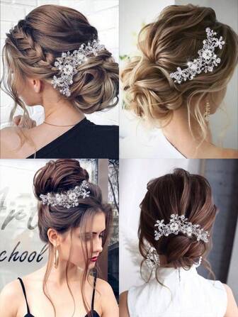 1 Pc Minimalist Rhinestone Embellished Alloy Hair Comb, Bridal Hair Clip, Hair Barrette, Hair Hoop - Versatile For Photoshoot, Travel, Engagement, Anniversary, Holiday Gift