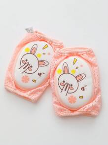 1 par de rodilleras de conejo rosa de dibujos animados lindos para bebé/niño pequeño, protectores de rodillas para gatear para niños para deportes, uso al aire libre y diario