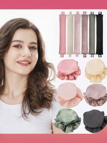 2 件套缎面无热卷发器、带发帽的枕头软卷发器、适合所有发质的柔软无热卷发棒头带、睡觉时佩戴的无热卷发器、返校、旅行度假必备品、女士发饰 - 彩色 - 查看 7