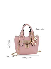 Women's Fashion Mini Handbag, New Style Lightweight Compact Mini Tote Bag With Metal Chain Strap