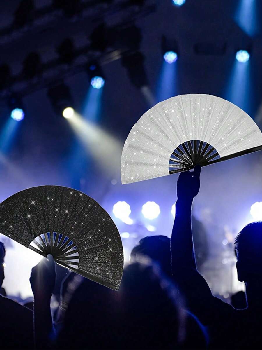 Ventagli da donna luccicanti, ventagli pieghevoli di grandi dimensioni stile da festa, regalo per compleanni, performance e festival, confezione multipla - Multicolore - Visualizzare 1