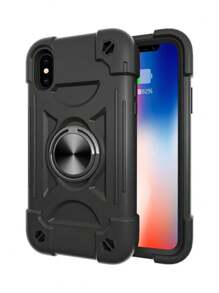 Shockproof Rugged Case Compatible With IPhone16 15 14 13 12 11 Pro Max Plus 360° Swivel Ring Stand, Drop Resistant Full Body Rugged Case 3-In-1 Protective Case Waterproof Anti-Fall Scratch Resistant