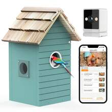 Birdhouse With 1080P HD Camera Smart Birdhouse With Nest Auto Capture - Blue - View 1