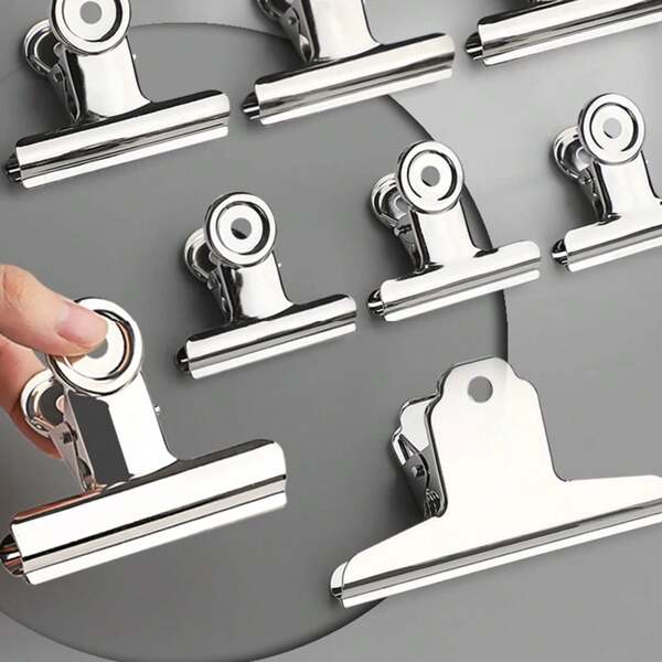 Pinzas de papel de metal multifuncionales de acero inoxidable, fuertes, para escuela, oficina, suministros de papelería para el hogar