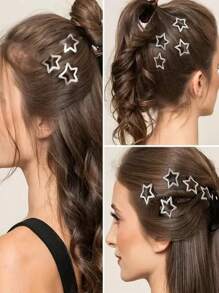 Multi-Color Elegant Silver Star Hair Clips, Side Bang Clips, Five-Pointed Star BB Hair Clips, Sweet Fringe Clips, Fashion Versatile Hair Accessories
