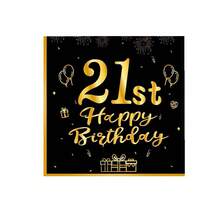 10 件/20 件/40 件/60 件/套，21 岁生日装饰生日快乐装饰 21 岁餐具餐桌装饰黑色和金色 21 岁生日盘子餐巾餐具 21 岁生日装饰万圣节餐桌装饰 - 黑色21歲 - 查看 13