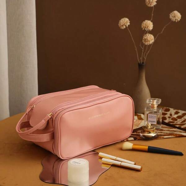 Bolsa de Maquiagem Feminina com Alça – Necessaire Grande em PU, Portátil e Multifuncional