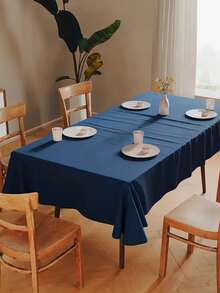 Khăn trải bàn đơn giản, màu trơn, chống nhăn, thích hợp cho nhà hàng, bữa tối, họp mặt, nhà bếp, dã ngoại, tiệc tùng, đám cưới, trang trí bàn vuông, trang trí nhà cửa hàng ngày. - Màu xanh lam - Xem 5