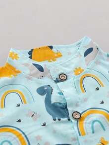 Infant/Toddler Boys' Dinosaur Print Short Sleeve Shirt And Shorts Set, Summer - Blue - View 3