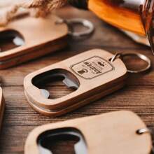 1pc Personalized Engraved Wooden Bottle Opener - Groomsmen Gifts, Wedding Favors, Boyfriend Birthday Gift, Custom Keychain,Custom Engraved Wood Bottle Opener Keychain, Boyfriend Birthday Present For Him