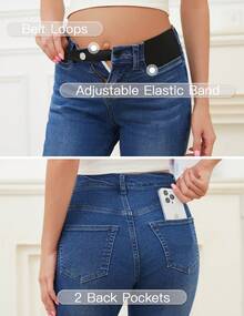 Women's Maternity Skinny Jeans Mid-Rise Stretchy Denim Pants For Pregnancy And Postpartum - Xanh đậm - Xem 2