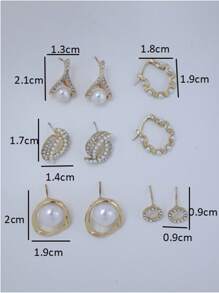 5Pcs/Set Fashionable Faux Pearl Stud Earrings, Versatile Minimalist Design Suitable For Women Everyday And Festival Wear