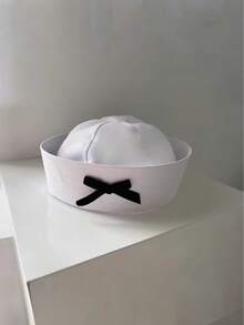 1pc Bow Sweet Cute Folding Brim Hat, Versatile Korean Style Beret Hat, Summer - Multicolor - View 3