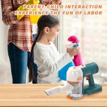 1 set Kit de jouet d'aspirateur électrique pour enfants (comprend l'aspirateur, 1 rallonge, 3 accessoires). Jouet de nettoyage réaliste, aide à développer des compétences pratiques et de bonnes habitudes de nettoyage. Jouet de jeu de rôle de nettoyage ménager. Cadeau pour Thanksgiving/Halloween/Noël/Anniversaire