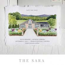 1 pieza Reserva la fecha ilustrada personalizada, Invitación de boda ilustrada personalizada, Reserva la fecha del lugar, Ilustración del lugar - Multicolor - Ver 5