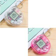 1 Stück/2 Stück/4 Stück Mini Virtual Pet Spielekonsole, personalisierter herzförmiger Look in transparenter Farbe, tragbares Design (kann als Schlüsselanhänger/Taschenbehang verwendet werden), ein Lernspielzeug für Kinder zum Aufziehen und Interagieren, Halloween/Weihnachts/Schulgeschenke