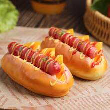1pc Realistic Tomato Cheese Hotdog Bread Model, Home Decor Food Prop, Toast Accessory, Fridge Magnet, Craft - Multicolor - View 2