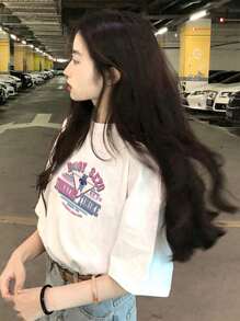 200g Pure Cotton T-Shirt 2025 Summer Ladies New Short Sleeve Pure Cotton Holiday Pattern Short Sleeve Round Neck Couple Wear Small Shirt Tops - 白色 - 查看 3