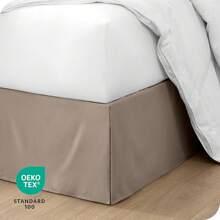 CRUTBare Home Queen Bed Skirt - 15-Inch Tailored Drop Easy Fit - Bed Skirt Beds - Center & Corner Pleats (Queen, White)