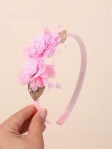 1 件/5 件女童彩色布花发带，花卉头带，时尚发饰，适合儿童幼儿夏季礼物 - 彩色 - 查看 16