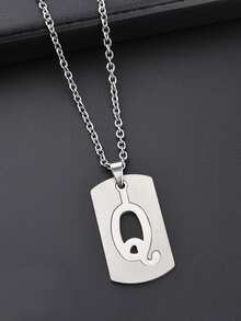 1件不锈钢双层26个英文字母吊坠项链，嘻哈项链