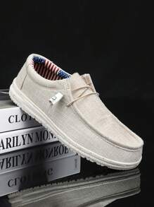 Mocassini casual da uomo in lino traspirante slip-on, scarpe da barca leggere e comode, versatili