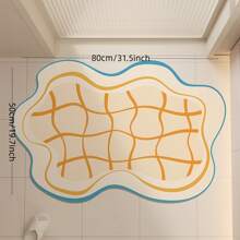 1pc Minimalist Asymmetrical Stripe Bath Mat, Super Absorbent Anti-Slip Durable For Shower, Living Room, Kitchen, Bathroom Back To School