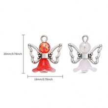 10/20pcs Assorted Colorful Flower Angel Wing Pendant Charms, Suitable For DIY Bracelets, Necklaces, Bags, Keychains, Jewelry Accessories - Multicolor - View 4